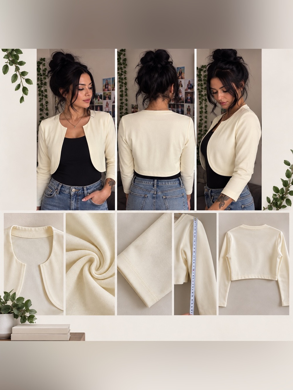 Allegra K Cropped Bolero Cardigan